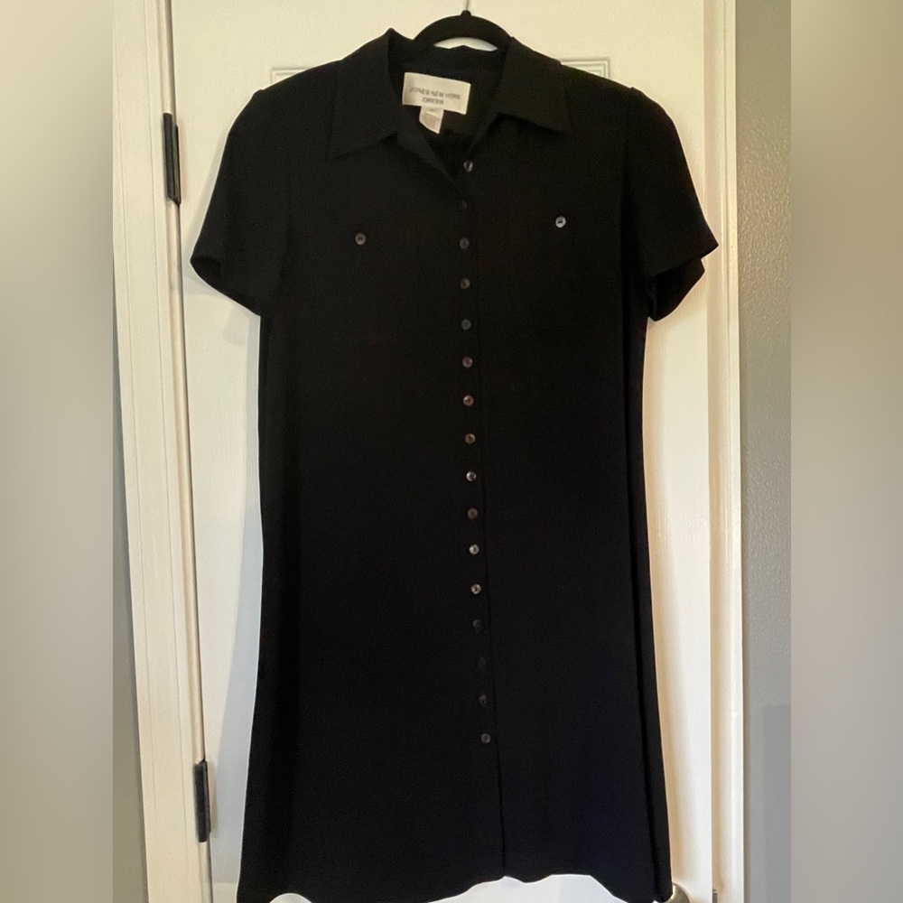Jones New York Size 10 Black Button front Dress